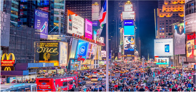 Outbound digital strategies in Times Square, New York.