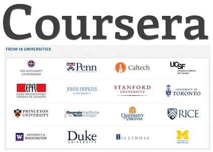 The 16 universities that sponsor Coursera courses